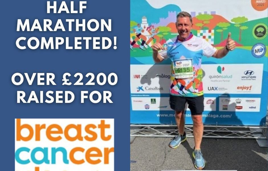 Malaga Half Marathon Completed Over £2200 raised for Breast Cancer UK!
